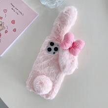 可爱兔子蝴蝶结毛绒爱心手机壳适用于 16 Pro Max、11/12/13/14/15/16 Pro Max、S25/S22/23/24+ A04/A05/A14/A15/A24/A25/A34/A54S、OPPO、VIVO、Redmi 13C+、Redmi NOTE 14/13C/12/11 PRO、Enjoy/Honor Phones 防水防震防摔防刮 - 粉色 - 查看 3