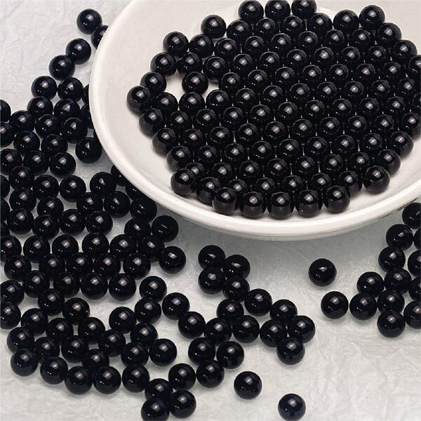 100 piezas de cuentas redondas de 8 mm/6 mm de acrílico sólido negro y rojo, usadas para hacer cadenas de teléfono DIY, pulseras, tobillos, cuentas y accesorios