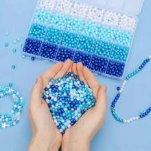 500pcs 6mm Blue & White Acrylic Pearl Beads, Suitable For DIY Jewelry, Christmas Decor, Party Decor, Necklaces, Bracelets, Earrings And Hair Accessories