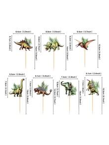 Bộ 8 món đồ trang trí bánh sinh nhật chủ đề khủng long, đồ trang trí bánh sinh nhật hình khủng long rừng bao gồm khủng long bạo chúa, khủng long ba sừng, khủng long Brachiosaurus và trứng & cây dương xỉ, thích hợp cho tiệc sinh nhật theo chủ đề khủng long, lễ rửa tội, trang trí bánh nướng nhỏ, tiệc khủng long, trở lại trường, sinh nhật vui vẻ, Halloween - Nhiều màu - Xem 9