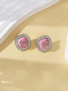 2 piezas Aretes con letra de rhinestone elegantes y de lujo, diseño personalizado, nueva colección 2025 - carta - Ver 7