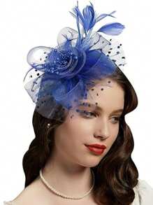 1 buc Fascinator cu pene, petrecere de ceai, elegante, Kentucky Derby, pălării, cutie de pilulă, cocktail, nuntă, mireasă, fascinatoare, bandă de susținere pentru femei și fete, cadou de ziua de naștere de Ziua Mamei, chestii școlare, elegant, toamnă