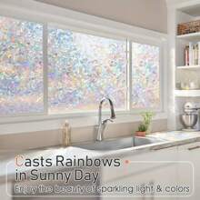 1 Roll Window Privacy Film Rainbow Window Film Decorative Window Sticker, 3D Static Stained Glass Cling Window Tint For Home Heat Control Non-Adhesive Window Glass Films For Office Gift Installation Tools