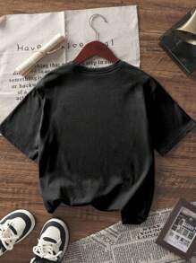 1pc Tween Boy Duck Print Short Sleeve T-Shirt, Student Casual Wear, Summer Top