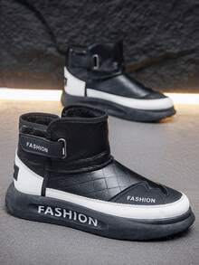 Novos Botas de Neve Quentes e Espessas para Outono/Inverno, Sapatos de Moda de Cano Alto Antiderrapantes, Sapatos Casuais Versáteis Impermeáveis, Antiderrapantes e Antifrio para Viagens, Botas Esportivas para Outdoor, Botas de Cano Alto Casuais, Sapatos Slip-On Pretos Versáteis Masculinos