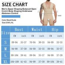 Men Full Body Shaper Compression Bodysuit Tummy Control Chest Control Slimming Underwear Zipper Men Shapewear - Black - View 5