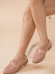 Fashionable Versatile Casual Flat Loafers - Rose - View 1