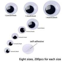 [500/525/1000pcs] Black Wiggle Eyes, Glow-In-The-Dark DIY Eyes, Toy Self-Adhesive Movable Eyes, Handmade DIY Accessories Eyes, Handmade Clay Craft Supplies, Variety Of Sizes: 6mm, 7mm, 8mm, 9mm, 10mm, 12mm, 15mm Mixed Pack
