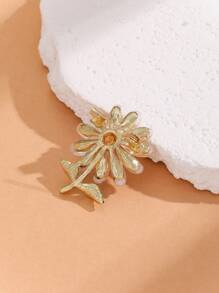 Broche en alliage de fleur de marguerite blanche mignonne, accessoire pour veste