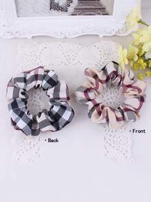 1pc Oversized Plaid Hair Scrunchie, Cute Pig Design Colorful Printed Fabric Hair Tie, Unique Ponytail Holder, Classic Hair Accessory Makeup Home Gym Woman Accessories Head Accessories Elastic Band Beauty Home Hair Accessories - Multicolor - View 2