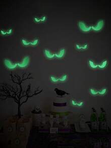 1pc Glow-In-The-Dark Halloween Eye Window Stickers ,Evil Peeping Eyes Fluorescent Luminous Stickers,Removable Fluorescent Window Decorations Halloween Stair Stickers Home Wall Window Decorations - Multicolor - View 8