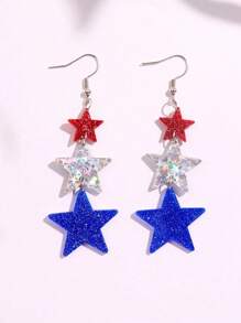 1 Coppia di orecchini con design a stelle e strisce per il Giorno dell'Indipendenza americana, gioielli di moda creativa, regalo per il 4 luglio