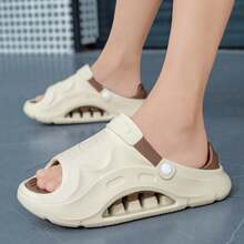 2025 Summer Outdoor Skid-Proof Casual Driving/Sports Sandals For Men, Solid Color Beach Sandals - Rice Coffee - View 2