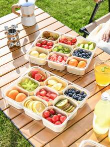 1pc Transparent Crisper Box With Lid, 4/8/9 Compartments Capacity, Divider Storage Dinner Plate, Divider Storage Box With Handles, Fridge Storage Box With Removable Snack Box, Spice, Dry Ingredients, Candy, Vegetable, Fruit, Nut Storage Box, Kitchen Food Storage Box, Suitable For Family, Travelling, Party, Picnic,(Do Not Clean In The Dishwasher) - Multicolor - View 5