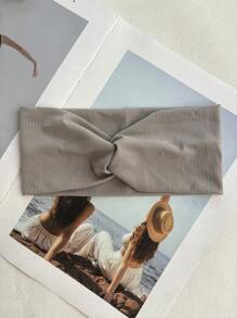 3 Fasce elastiche a maglia con motivo a bandana, accessori per capelli eleganti e alla moda, colori grigio, rosa, bianco.