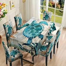 2/4/5/6/7/36 buc Huse de scaun extensibile - Design vintage cu broască țestoasă verde și imprimeu floral jacquard, Huse detașabile și lavabile din poliester cu închidere elastică, Protecții de mobilier multifuncționale pentru casă, birou, restaurant, banchet, decor de cafenea, Huse de scaune, Textură jacquard