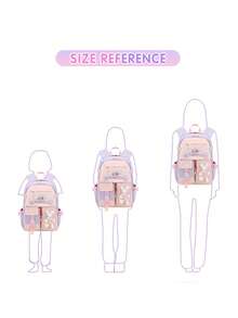 Set di 3 pezzi, zaino di moda con borsa termica e astuccio, design multi-scomparti di grande capacità, chiusura con doppia cerniera, cinghie antiscivolo con molletta sul petto, tasche laterali per bottiglia d'acqua e ombrello, adatto per uso quotidiano e viaggi, zaino in poliestere impermeabile, regalo per il ritorno a scuola, forniture scolastiche, leggero, portatile, con astuccio, carino, adatto per ragazze adolescenti, donne, studenti universitari, perfetto per il ritorno a scuola, il primo giorno di scuola, la scuola elementare