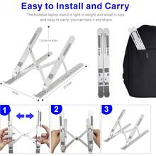 Laptop Stand - Adjustable Ergonomic Aluminum Stand, Made Of High-Quality ABS And Metal, 7 Angle Anti-Slip, Compatible With 9-15.6 Inch Laptops,Relieve Back Pain/Humpback/Shoulder Stiffness/Improve Posture - 白色 - 查看 4