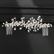 1 Stück silberner Blumen-Haarkamm, eleganter Braut-Haarschmuck