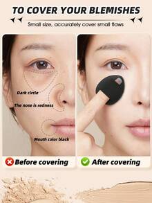 9pcs Makeup Sponges And Finger Powder Puffs, Dual-Use Dry And Wet, Soft Reusable Makeup Application Tools For Contouring, Eyes And Corner Areas - Black - View 3