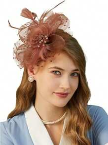 1 buc Fascinator cu pene, petrecere de ceai, elegante, Kentucky Derby, pălării, cutie de pilulă, cocktail, nuntă, mireasă, fascinatoare, bandă de susținere pentru femei și fete, cadou de ziua de naștere de Ziua Mamei, chestii școlare, elegant, toamnă