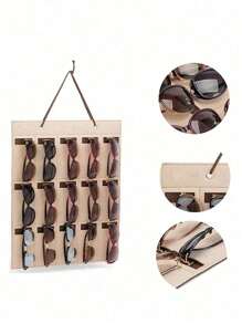 1 pieza/2 piezas Organizador de almacenamiento de gafas de sol detrás de la puerta, bolsa de almacenamiento de gafas de fieltro montada en la pared, soporte colgante para almacenar gafas en el armario, estante de exhibición de gafas (a elegir entre dos colores)