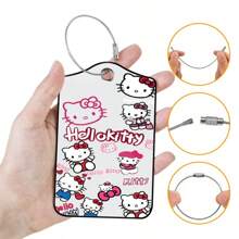 Sanrio Sanrio, Luggage Tag PU Leather Tag Suitcase Consignment Tag Hello Kitty Cat Travel Essentials Travel Accessories Vacation Summer Holiday Back To School Women Mini Travel Products