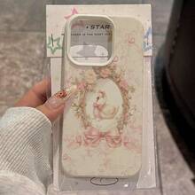 1pc TPU Material Pink Elegant Swan Floral Bow Pattern Phone Case Compatible With Iphone/Phones,International Version, Not The Domestic Version - White - View 3