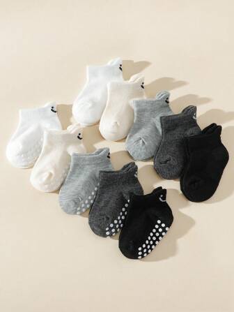 10 paires de chaussettes équipage souriantes et antidérapantes pour bébé/tout-petit, convenant pour un usage quotidien, intérieur et extérieur, printemps/automne