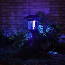 1pc Solar Powered 4-In-1 Mosquito Repellent Lamp, White & UV Light Switchable, Suitable For Lawn, Garden, Villa And Other Landscape Decor - Black - View 7