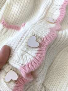 JIANHU Contrast Trim Drop Shoulder Cardigan White - White - View 6