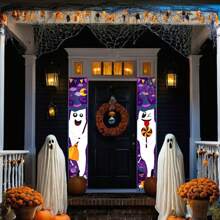1pc Cartoon Halloween Couplet, Cartoon Ghost Pumpkin Pattern Couplet, Suitable For Halloween Party, Festival Party, Home Decoration, Best For Halloween Decoration
