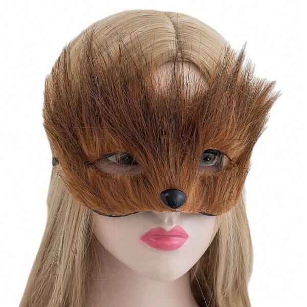 New Fluffy Fox Half Face Mask, Masquerade Party Costume Props, Ghost Stories Fox Fairy Mask Halloween
