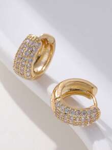 1 件/2 件时尚全锆石圆形耳环，女士优雅耳环，中性简约高端耳环，沙特国庆节礼物，万圣节珠宝，圣诞节礼物<厂家直销>