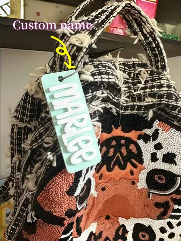 Personalized Name Bag Charms, With Custom Names, Back To School Bag Accessories, Unique Letter Label Design, Fresh Button Colors, Halloween And Christmas Gifts For Family And Friends