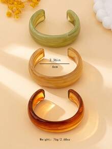 3pcs/Set Fashionable & Elegant Wide Bangle Bracelet Set, Suitable For Women Party, Daily Wear, Gift - 3 Bracelets - View 10
