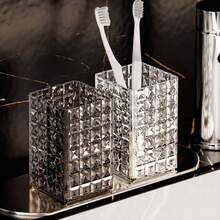 1 件透明塑料化妆品收纳盒，大容量化妆刷架，桌面收纳盒，可存放口红、眼线笔、文具、化妆品收纳整理器，适用于浴室、卧室、宿舍、办公室 - 彩色 - 查看 10