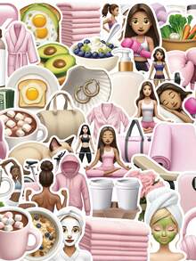 50pcs GYM Girl Stickers, Aesthetics Waterproof Stickers Water Bottle, Skateboard, Laptop, Phone, Journaling, Scrapbooking Decals Party Supply Sticker Back To School - Multicolor - View 12