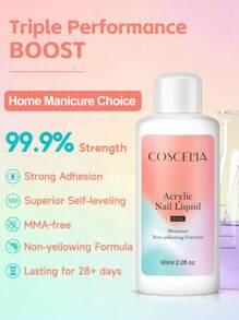 coscelia 30/60/120ML Acrylic Nail Liquid Acrylic Liquid Monomer System (1.0/2.0/4.05 Fl.Oz) For Acrylic Powders Quick Drying And Non-Yellowing For Nail Lovers Beginners Acrylic Nails Extension & Carving Salon And DIY Home Use(120ML Acrylic Liquid Will Be Shipped Randomly)