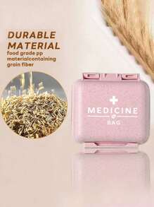Mini caixa de remédios portátil com 6 compartimentos, caixa de remédios pequena com 6 compartimentos, caixa de remédios pequena rosa com a letra "medicine", caixa de armazenamento para 6 dias por semana, organizador inicial de comprimidos para viagem, estojo portátil para comprimidos com 6 compartimentos, caixa de comprimidos diária para guardar vitaminas, pequeno recipiente para comprimidos para bolsa de bolso, organizador de medicamentos, estojo para guardar pingentes com letras de identificação, brincos, anéis, caixa para guardar joias, essencial para famílias, essencial para viagens