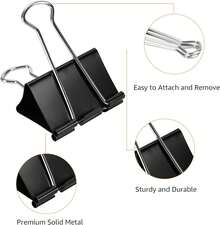 Basics Clip de papeles para carpeta, 48 unidades (4 paquetes de 12 unidades),, negro - Clips medianos (paquete de 8) - Ver 4