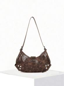 Dedoo Geantă crossbody vintage ușoară și portabilă pentru femei: Poșetă de motocicletă din piele vegană, în stil punk și gotic Y2K, cu nituri, lanțuri metalice și curea reglabilă - Accesorii pentru adolescenți, studente, modă stradală, concerte, festivaluri de muzică și ținute edgy., Geantă în stilul modei anilor 2000 pentru femei