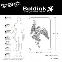 [Dark Angel] Boldink Non-Permanent Tattoo | Sacred Sword + Cross Totem | Gothic Style Embossed Texture - Black - View 3