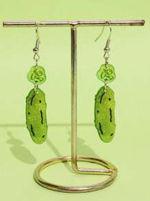 1 par de pendientes personalizados con diseño peculiar de pepino verde de acrílico, joyería de moda para mujeres, adecuado para atuendos diarios y fiestas