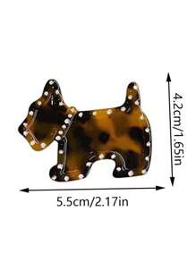 Pince à cheveux pour femmes en forme de chien mignon, avec décoration en strass acrylique de style, motif animal, convient pour une tenue quotidienne