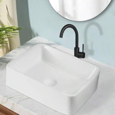 Deboola Lavabo de baño, lavabo de encimera ovalado de cerámica, lavabo de encimera de baño con recubrimiento nanotecnológico, lavabo de encimera montado en la pared con efecto de loto blanco, lavabo pequeño para el baño de invitados, accesorios de baño.