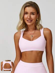 MASKERT Women's Tank Top, Sports Vest, Yoga Suit Vest, Tight Fitting Running Exercise Vest, High Elasticity Fitness Vest, Comfortable And Skin Friendly For Home Leisure - 粉色 - 查看 1