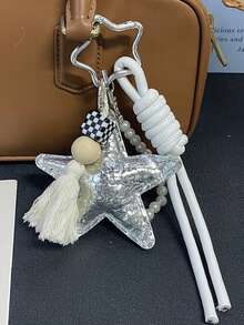 Blogger Shared Personalized Car Key Chain, DIY Creative Key Chain, Key Pendant, Heart Star Pendant, Backpack Pendant, Handmade Woven Keychain, Backpack Decoration - Multicolor - View 9