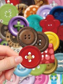 YWWBLD 50pcs Assorted Button Stickers Skateboard Guitar Luggage Diary Desktop Decoration Pvc Material Diy Creative Stickers - Multicolor - View 6
