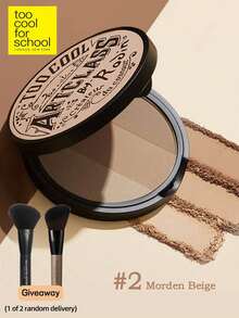 Too Cool for School K-Beauty Matte Powder Contour Palette,With 1 Brush Giveaway, Light, Smooth, Velety Texture ,With Mirror, Slimming Facial Nose, Natural Gradation, Bronzer Contour Palette, K-Beauty - #2 Morden Beige - View 1